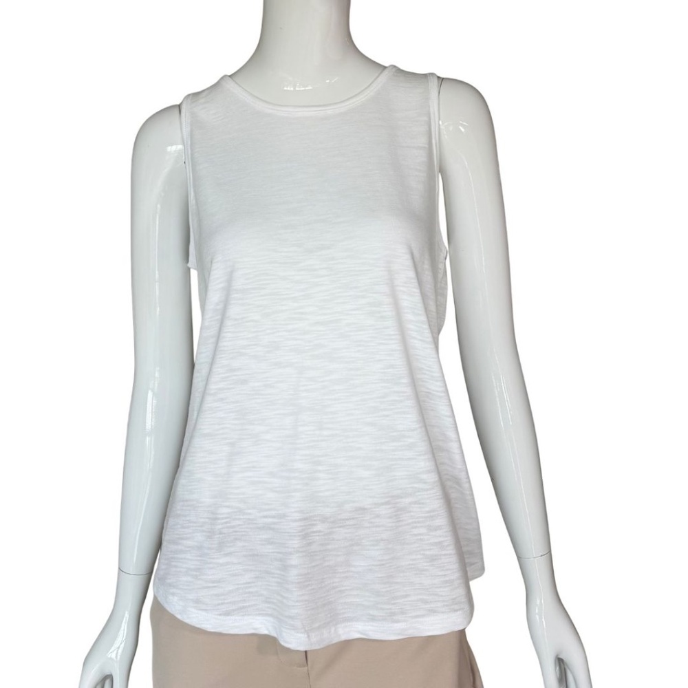 White House Black Market White Tank Cutout Back Size M NWT - Picture 3 of 6
